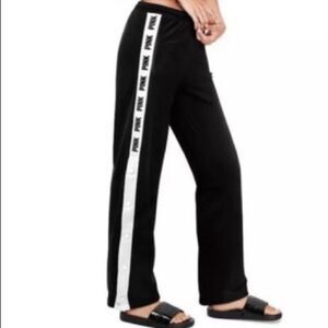 VS PINK black open leg snap track pants S